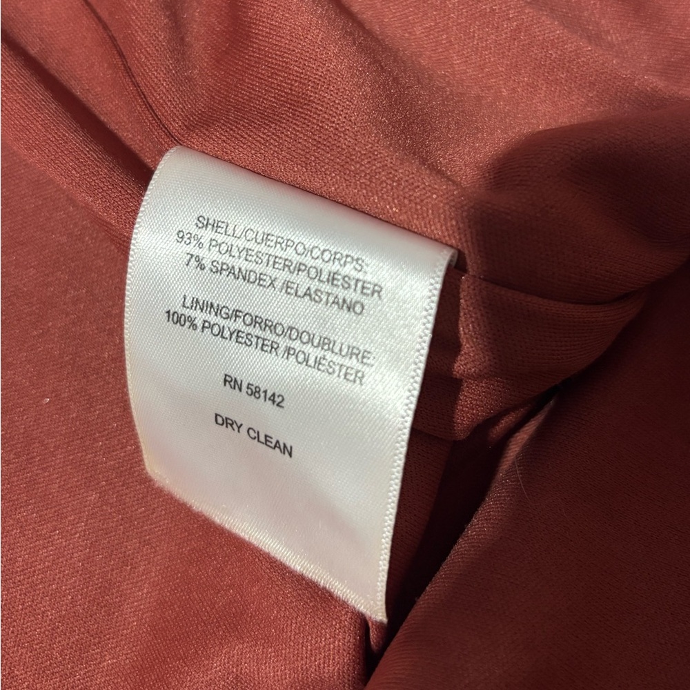 Maggy London Burnt Red Crushed Velvet Cold Open Shoulder Dress Sz 4 - Picture 10 of 14